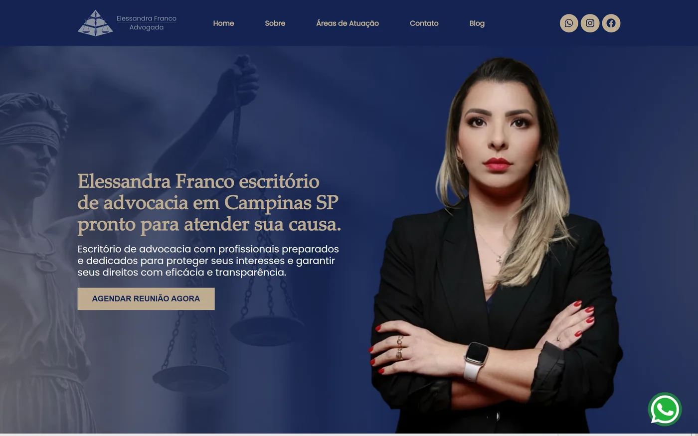 Site da Elessandra Franco Advocacia, versão desktop