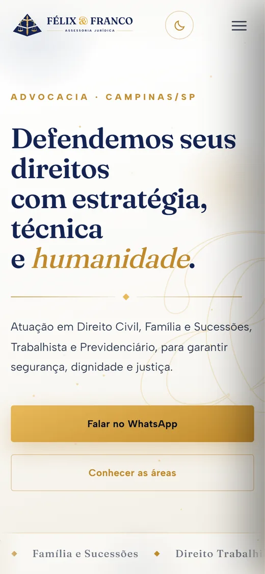 Site da Félix & Franco no celular