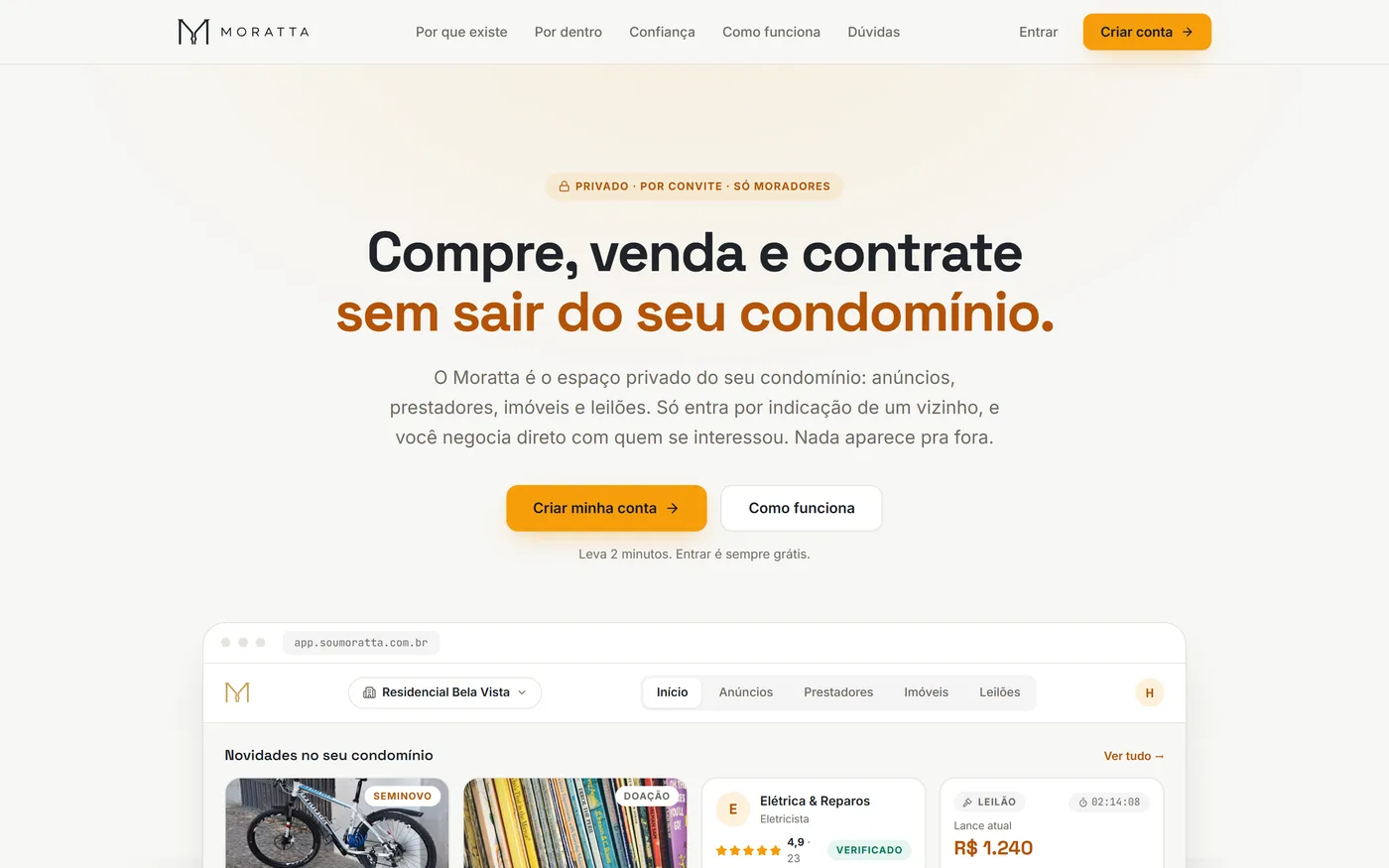 Plataforma Moratta, versão desktop
