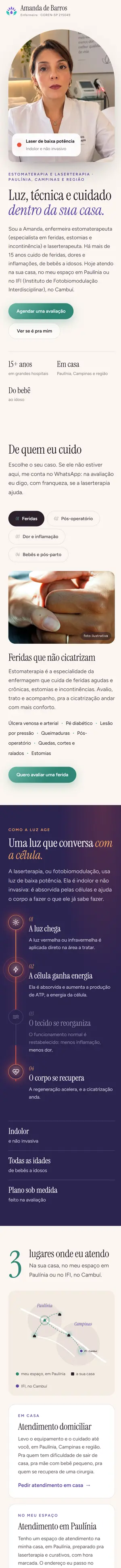 Site da Amanda de Barros no celular