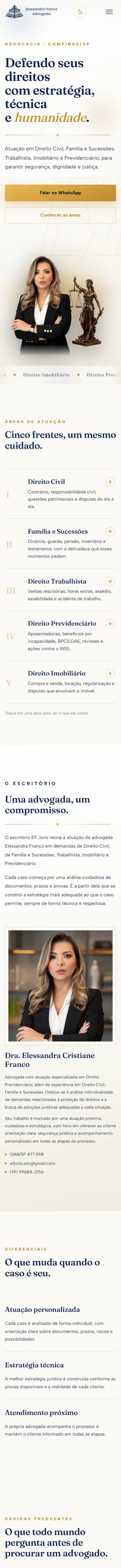Site da Elessandra Franco, advogada, no celular